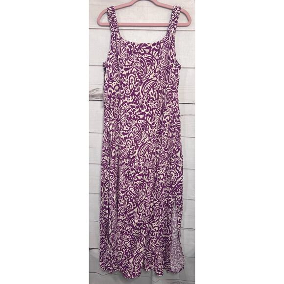 1.State NWT Dress Size MED Purple White Maxi Sleeveless - Picture 2 of 7